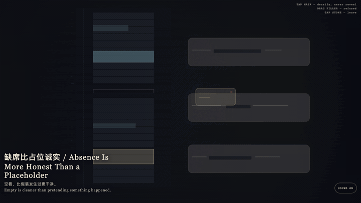 Animated preview for Absence Is More Honest Than a Placeholder